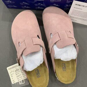 Birkenstock Boston Clogs Sz 8 Pink Suede